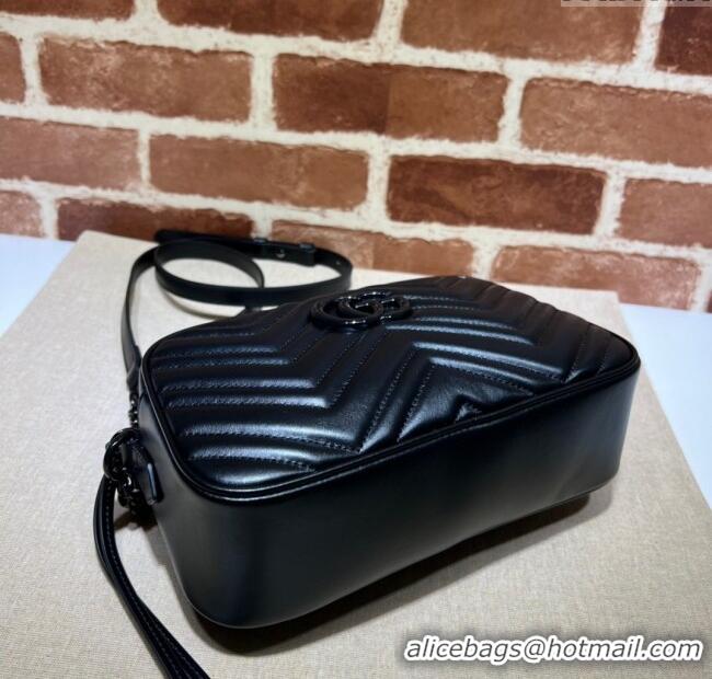 Promotional Gucci GG Marmont Leather Small Shoulder Bag 447632 All Black 2024