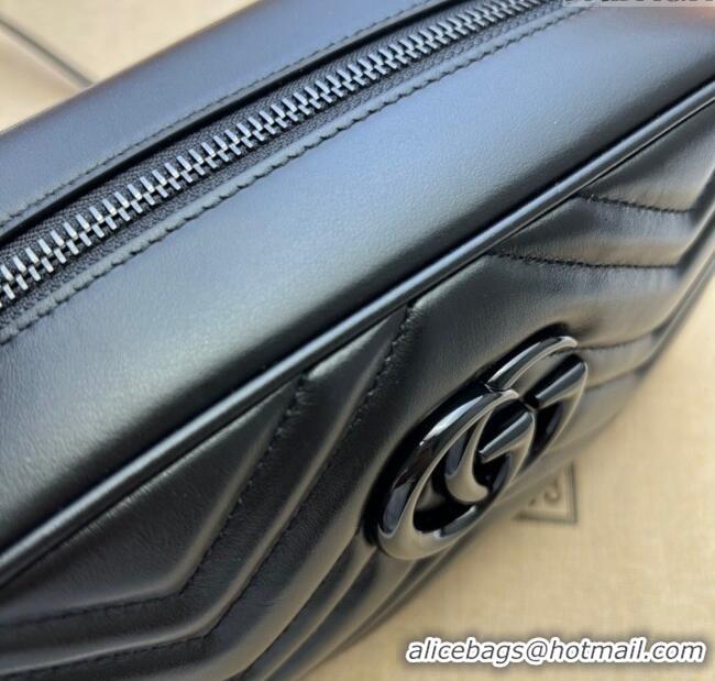 Promotional Gucci GG Marmont Leather Small Shoulder Bag 447632 All Black 2024