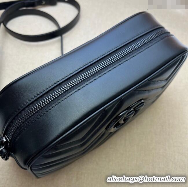 Promotional Gucci GG Marmont Leather Small Shoulder Bag 447632 All Black 2024