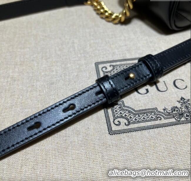 Best Quality Gucci GG Marmont Leather Small Shoulder Bag 447632 Black/Gold 2024