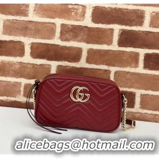 Promotional Gucci GG Marmont Leather Small Shoulder Bag 447632 Burgundy 2024