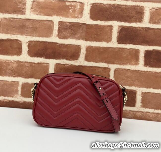 Promotional Gucci GG Marmont Leather Small Shoulder Bag 447632 Burgundy 2024