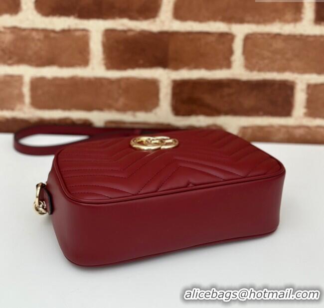 Promotional Gucci GG Marmont Leather Small Shoulder Bag 447632 Burgundy 2024