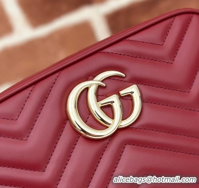 Promotional Gucci GG Marmont Leather Small Shoulder Bag 447632 Burgundy 2024