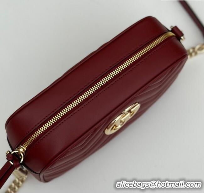 Promotional Gucci GG Marmont Leather Small Shoulder Bag 447632 Burgundy 2024