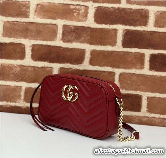 Promotional Gucci GG Marmont Leather Small Shoulder Bag 447632 Burgundy 2024