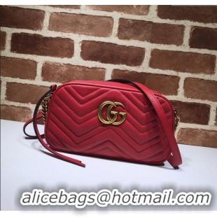 Famous Brand Gucci GG Marmont Leather Small Shoulder Bag 447632 Red 2024