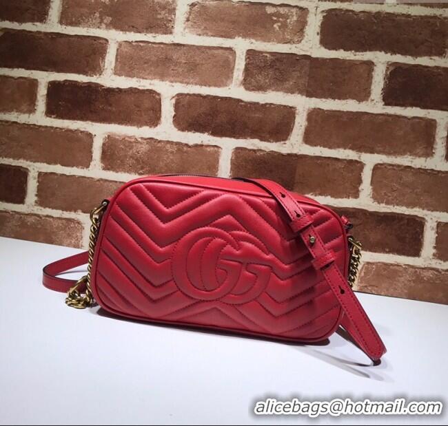 Famous Brand Gucci GG Marmont Leather Small Shoulder Bag 447632 Red 2024