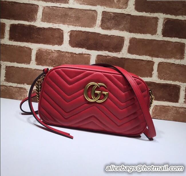 Famous Brand Gucci GG Marmont Leather Small Shoulder Bag 447632 Red 2024