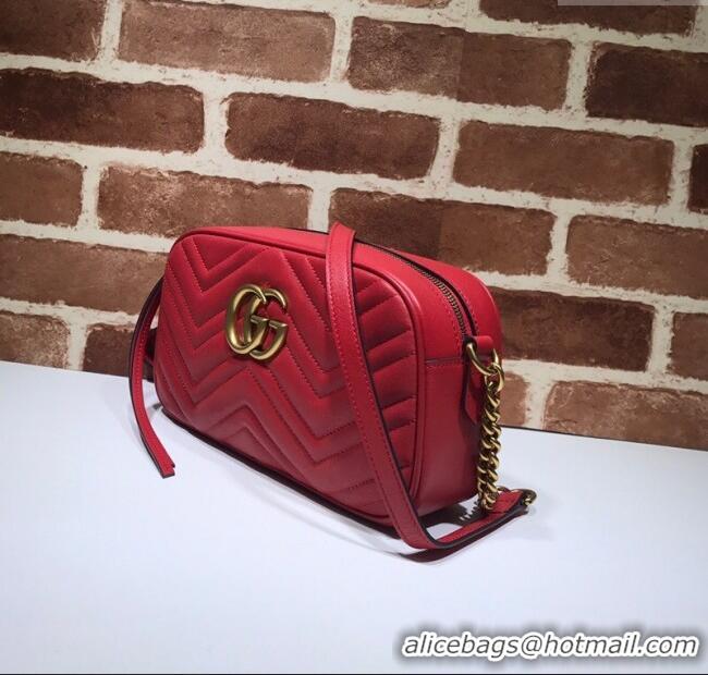 Famous Brand Gucci GG Marmont Leather Small Shoulder Bag 447632 Red 2024