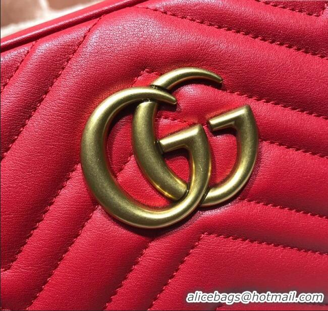 Famous Brand Gucci GG Marmont Leather Small Shoulder Bag 447632 Red 2024