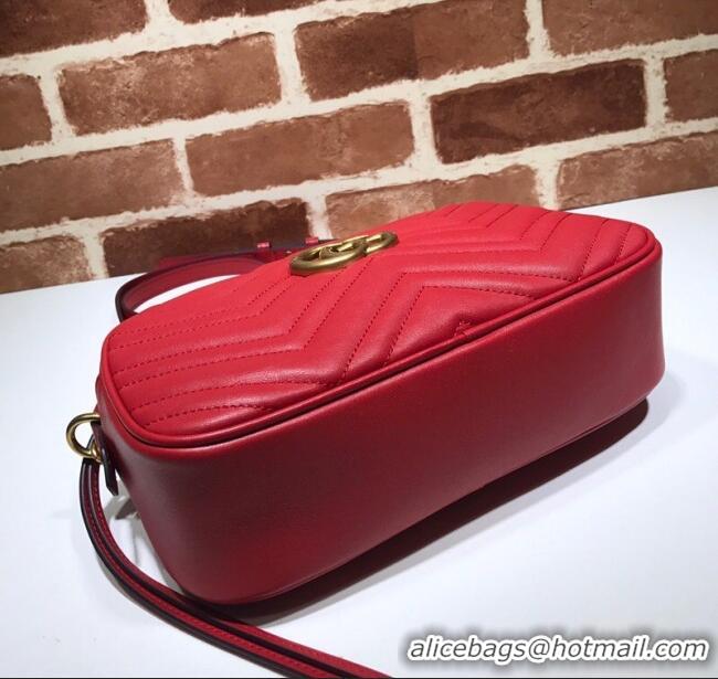 Famous Brand Gucci GG Marmont Leather Small Shoulder Bag 447632 Red 2024
