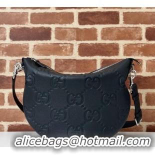 Reasonable Price Gucci B Jumbo GG Grainy Small Crossbody Bag 801887 Black 2024