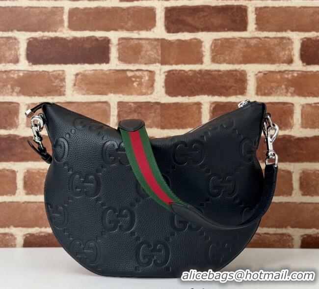 Reasonable Price Gucci B Jumbo GG Grainy Small Crossbody Bag 801887 Black 2024