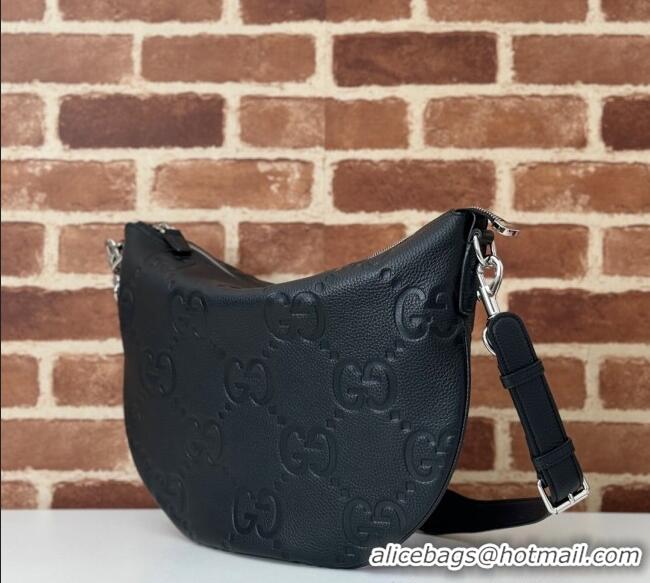 Reasonable Price Gucci B Jumbo GG Grainy Small Crossbody Bag 801887 Black 2024