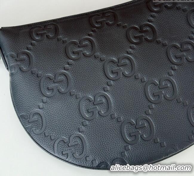 Reasonable Price Gucci B Jumbo GG Grainy Small Crossbody Bag 801887 Black 2024