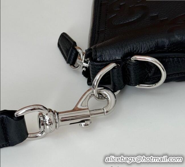 Reasonable Price Gucci B Jumbo GG Grainy Small Crossbody Bag 801887 Black 2024
