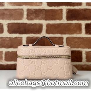 Promotional Gucci GG Grainy Leather Emblem Super Mini bag 815949 Light Pink 2024