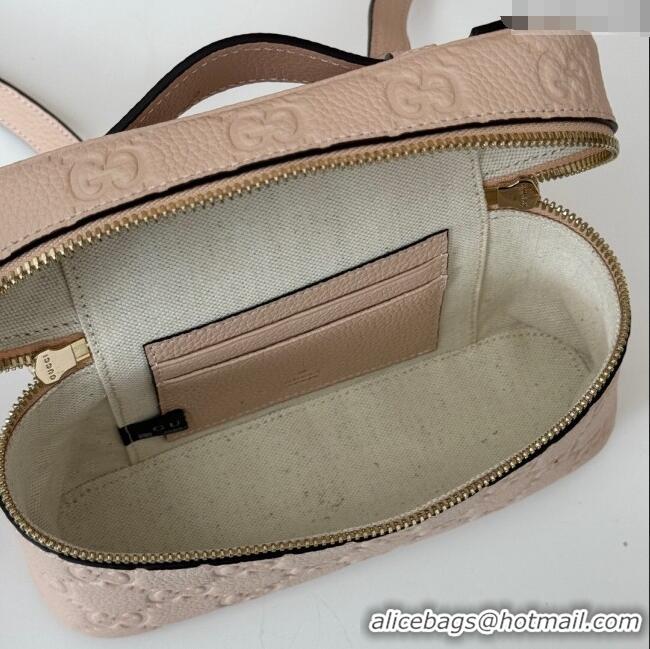 Promotional Gucci GG Grainy Leather Emblem Super Mini bag 815949 Light Pink 2024
