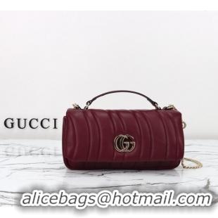 Grade Design Gucci Quilted Puffy Leather Milano Small Top Handle bag 806016 Ancora Red 2024
