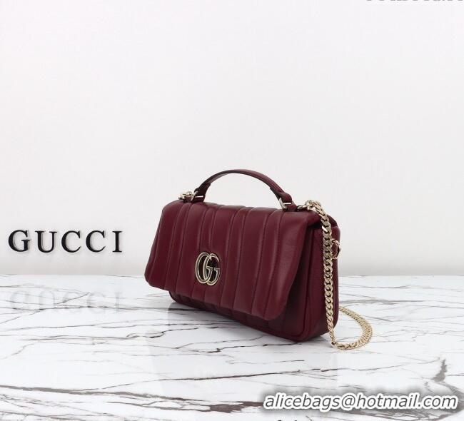Grade Design Gucci Quilted Puffy Leather Milano Small Top Handle bag 806016 Ancora Red 2024