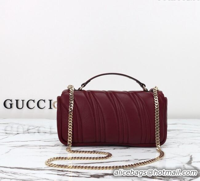 Grade Design Gucci Quilted Puffy Leather Milano Small Top Handle bag 806016 Ancora Red 2024