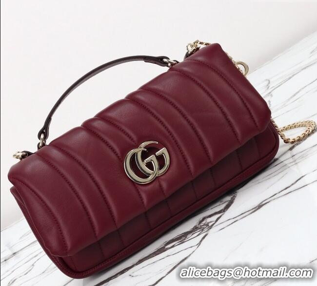 Grade Design Gucci Quilted Puffy Leather Milano Small Top Handle bag 806016 Ancora Red 2024