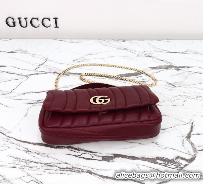 Grade Design Gucci Quilted Puffy Leather Milano Small Top Handle bag 806016 Ancora Red 2024