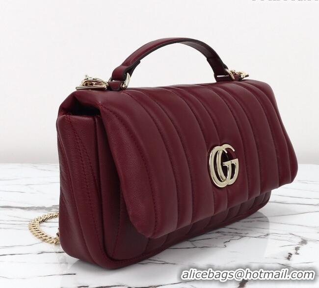 Grade Design Gucci Quilted Puffy Leather Milano Small Top Handle bag 806016 Ancora Red 2024