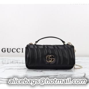 Famous Brand Gucci Quilted Puffy Leather Milano Small Top Handle bag 806016 Black 2024