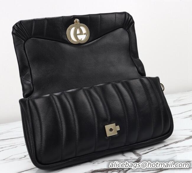 Famous Brand Gucci Quilted Puffy Leather Milano Small Top Handle bag 806016 Black 2024