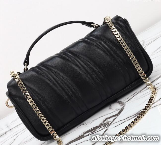 Famous Brand Gucci Quilted Puffy Leather Milano Small Top Handle bag 806016 Black 2024