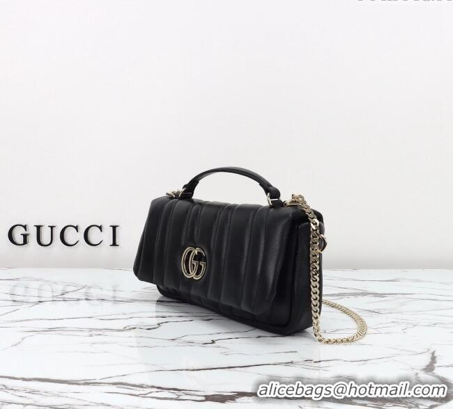Famous Brand Gucci Quilted Puffy Leather Milano Small Top Handle bag 806016 Black 2024