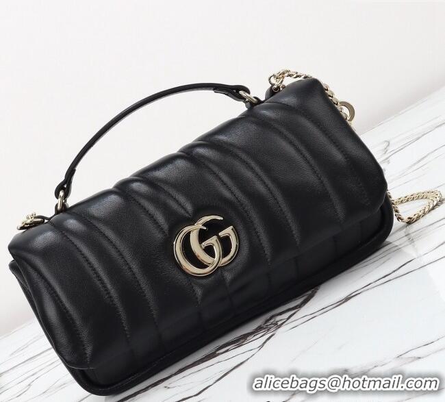 Famous Brand Gucci Quilted Puffy Leather Milano Small Top Handle bag 806016 Black 2024