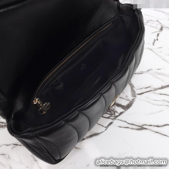 Famous Brand Gucci Quilted Puffy Leather Milano Small Top Handle bag 806016 Black 2024
