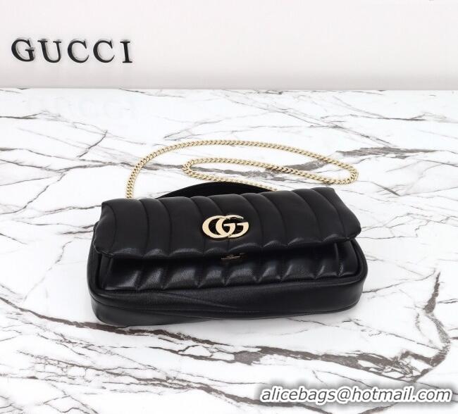 Famous Brand Gucci Quilted Puffy Leather Milano Small Top Handle bag 806016 Black 2024
