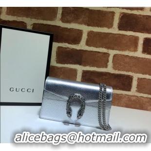 Promotional Gucci Dionysus Leather Super Mini Bag 476432 Silver 2024
