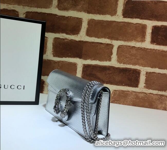 Promotional Gucci Dionysus Leather Super Mini Bag 476432 Silver 2024