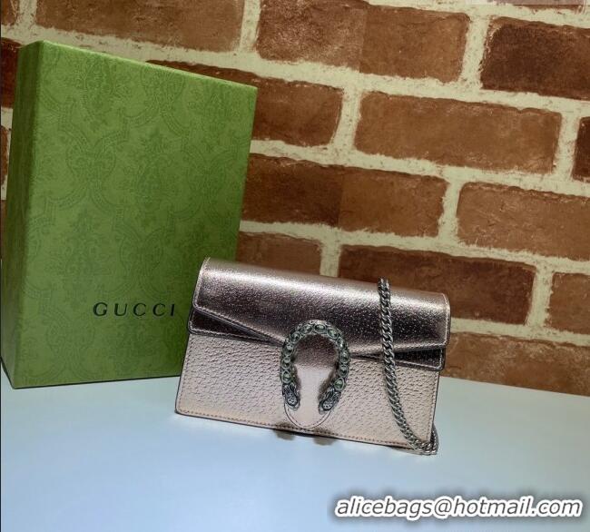 New Fashion Gucci Dionysus Leather Super Mini Bag 476432 Rose Gold 2024
