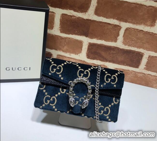 Promotional Gucci Dionysus Velvet Super Mini Bag 476432 Blue 2024