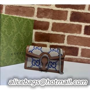 Inexpensive Gucci Dionysus Jumbo GG Canvas Super Mini Bag 476432 Blue 2024