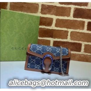 Famous Brand Gucci Dionysus Denim Super Mini Bag 476432 Blue 2024