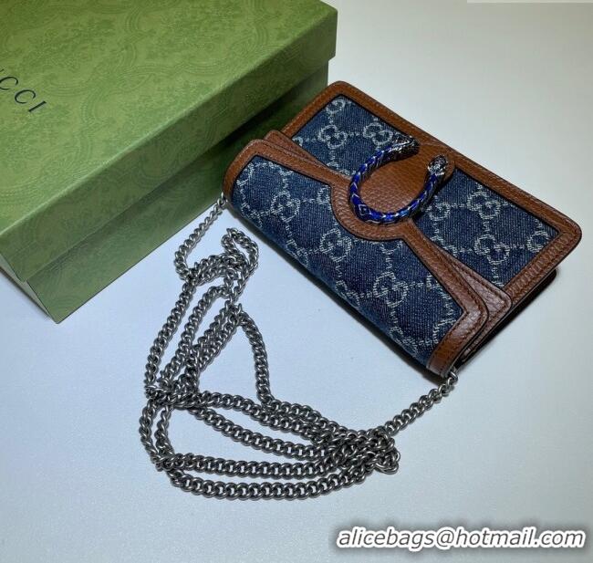 Famous Brand Gucci Dionysus Denim Super Mini Bag 476432 Blue 2024