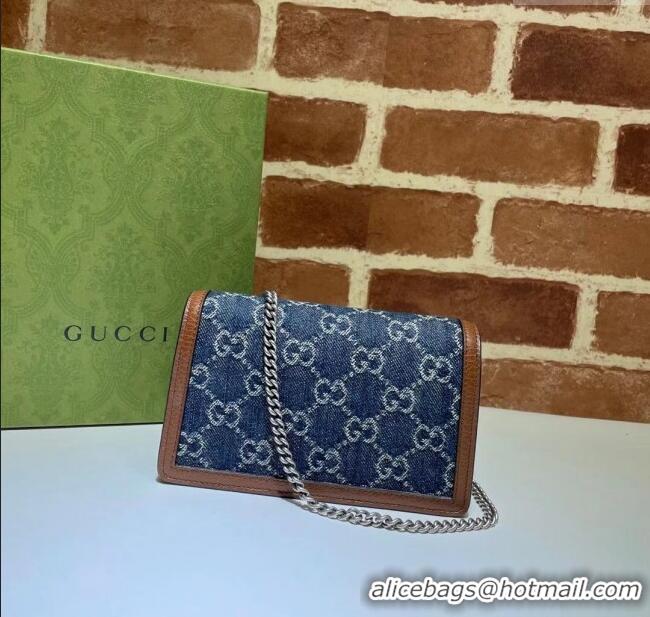 Famous Brand Gucci Dionysus Denim Super Mini Bag 476432 Blue 2024