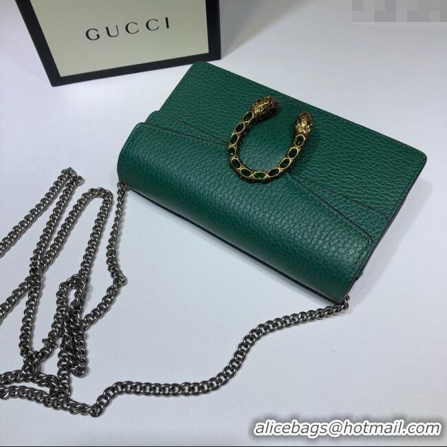 Low Cost Gucci Dionysus Leather Super Mini Bag 476432 Green 2024