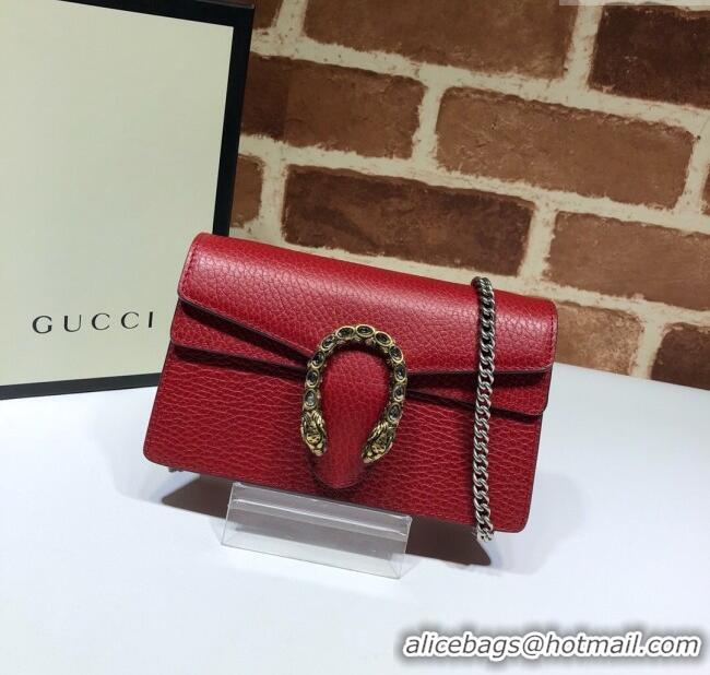 Shop Discount Gucci Dionysus Leather Super Mini Bag 476432 Red 2024