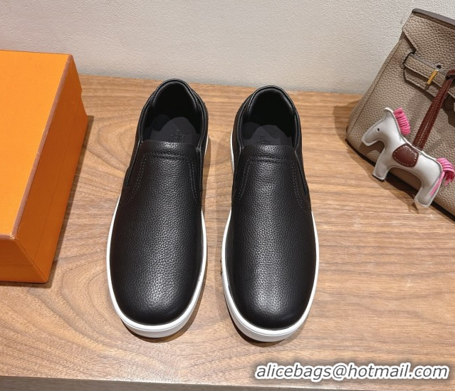 Shop Cheap Hermes Lucky slip-on sneakers in Grained Calfskin with with signature 