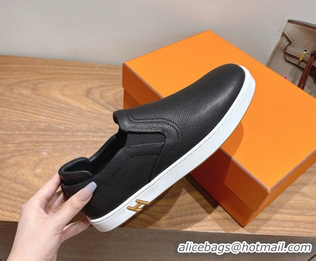 Shop Cheap Hermes Lucky slip-on sneakers in Grained Calfskin with with signature 