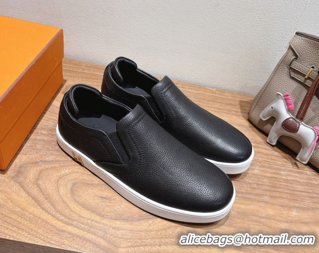 Shop Cheap Hermes Lucky slip-on sneakers in Grained Calfskin with with signature 