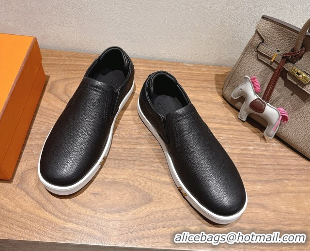 Shop Cheap Hermes Lucky slip-on sneakers in Grained Calfskin with with signature 